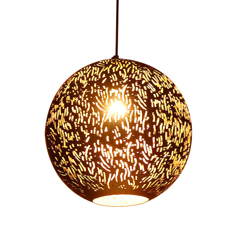 Art Deco Globe Metallic Hanging Pendant Lamp - 1 Head Black/Silver/Brass