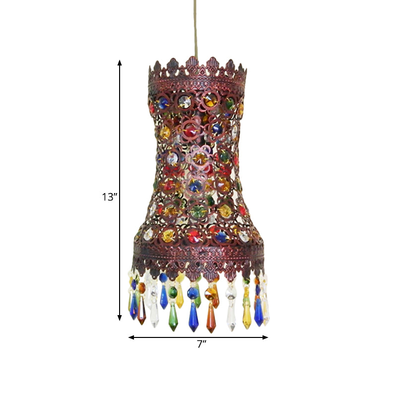 Curvy Copper Pendant Light: Vintage Metal Drop Ideal For Restaurants & Cafés