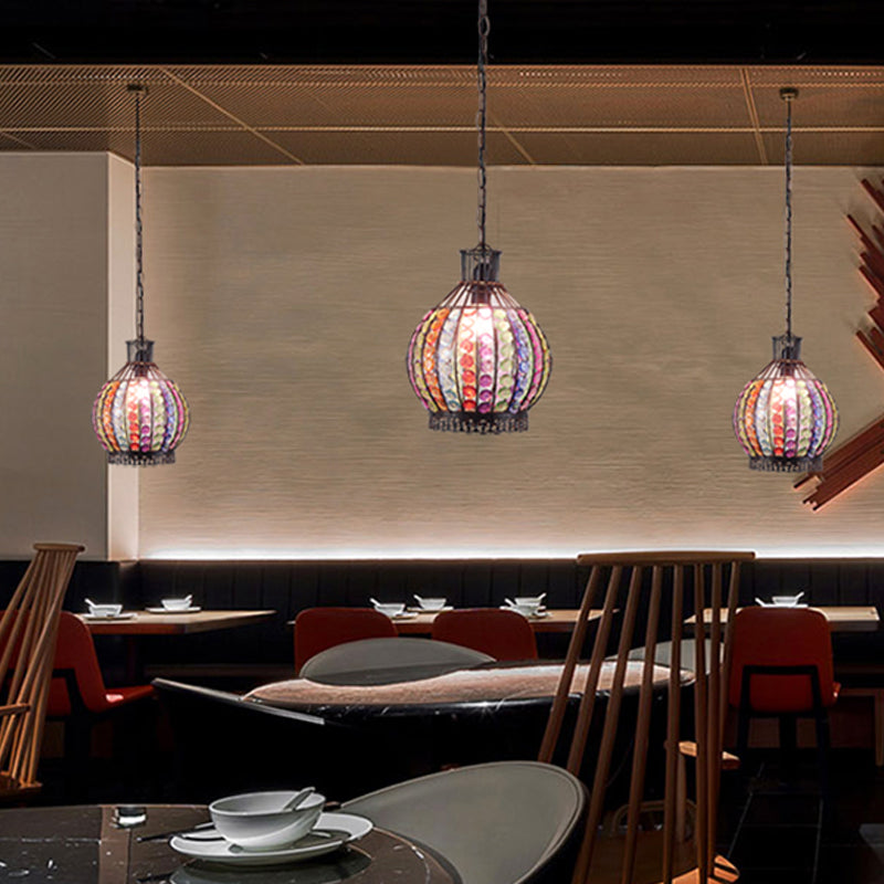 Sleek Bronze Pendant Light With Sphere Design - Elegant Hanging Fixture For Restaurant Ambiance