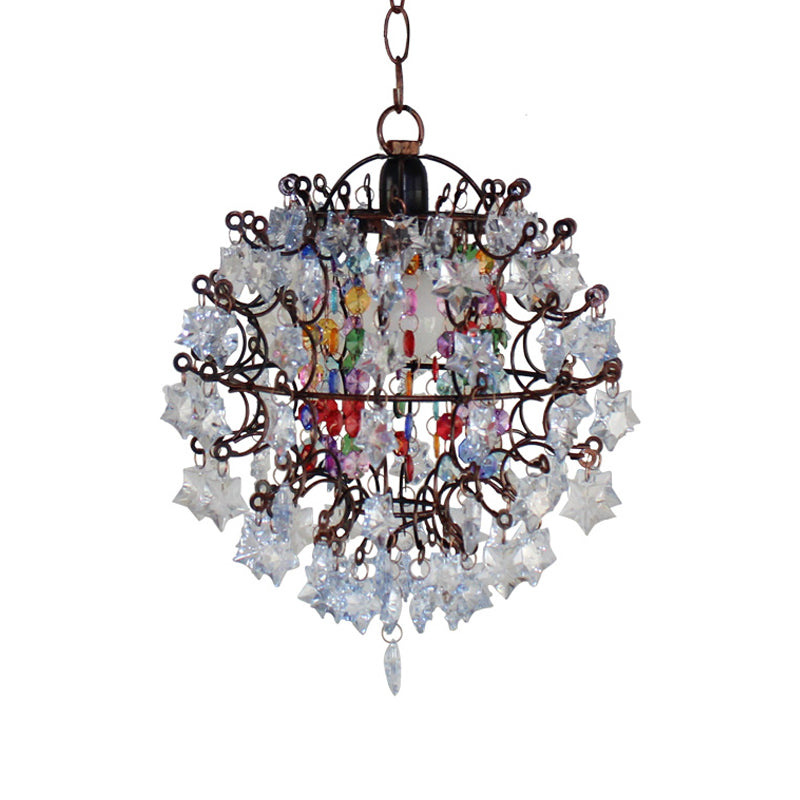 White Metal Globe Pendant Light For Bedroom - Traditional 1-Head Ceiling Lamp
