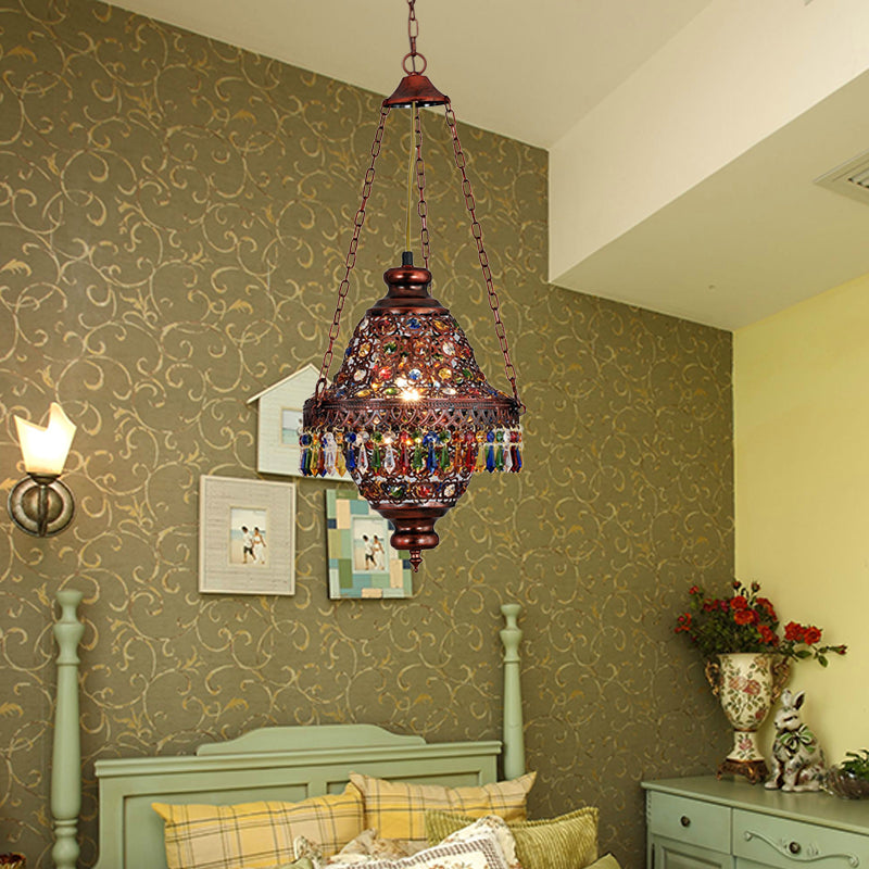 Copper Vintage Lantern Pendant Light For Bedroom Suspension