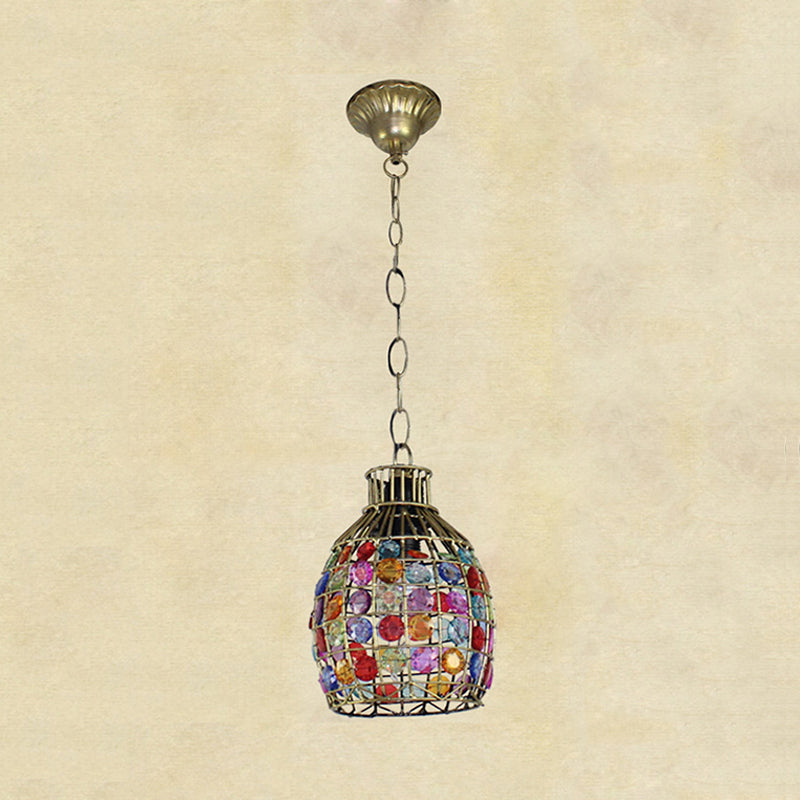 Colorful Dome Hanging Light Fixture - Single Metal Drop Pendant For Bedroom Decor