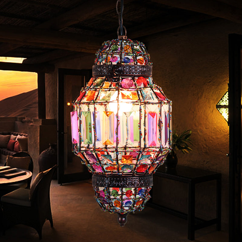 Vintage Metal Lantern Pendant Light With Down Lighting - Rustic 1 Bulb Ideal For Restaurants And