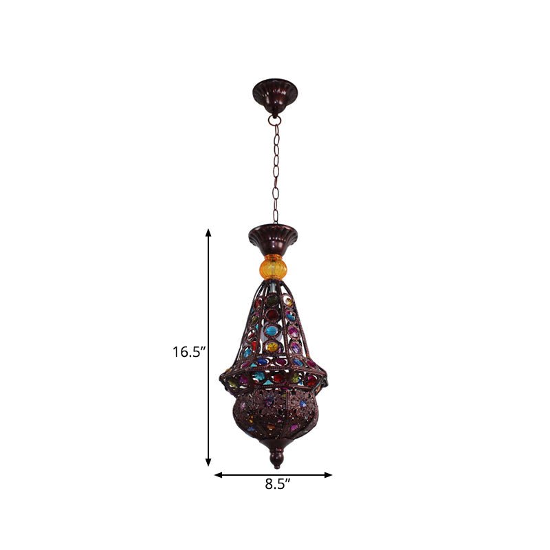 Copper Vintage Pendulum Light Fixture With Urn-Shaped Bulb For Dining Room Suspension