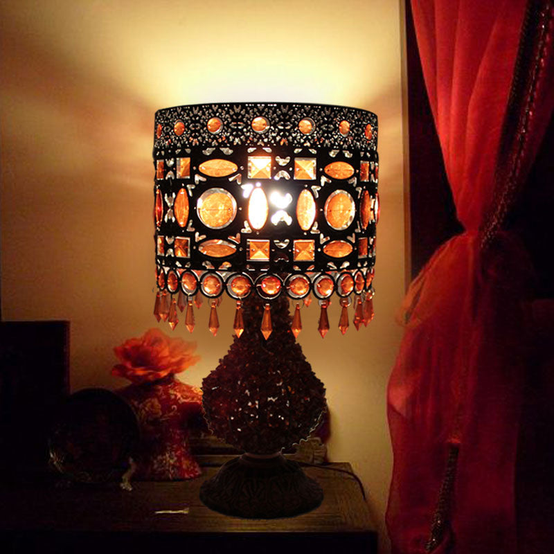 Art Deco Metal Rust Cylinder Nightstand Light - 1 Bulb Living Room Lighting