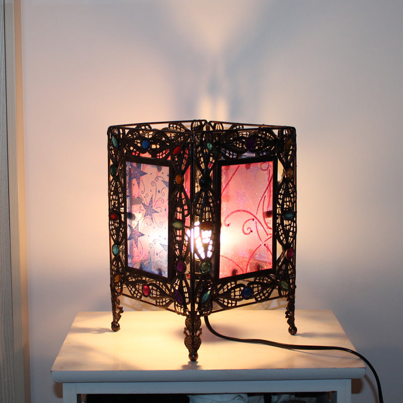 Metal Rust Table Lamp - Art Deco Nightstand Lighting For Living Room