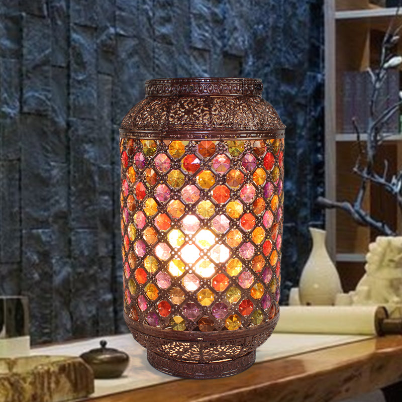 Copper Nightstand Lantern: Decorative 1-Light Table Lamp For Dining Room