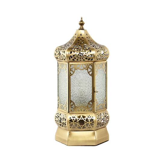Brass Finish Task Light Lantern - Traditional Night Table Lamp