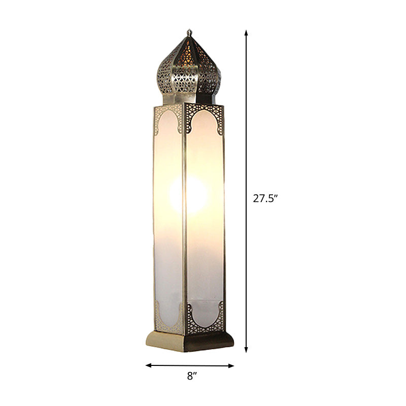 Antiqued Brass Table Lamp With White Glass Shade Perfect For Living Room Desk Or Nightstand