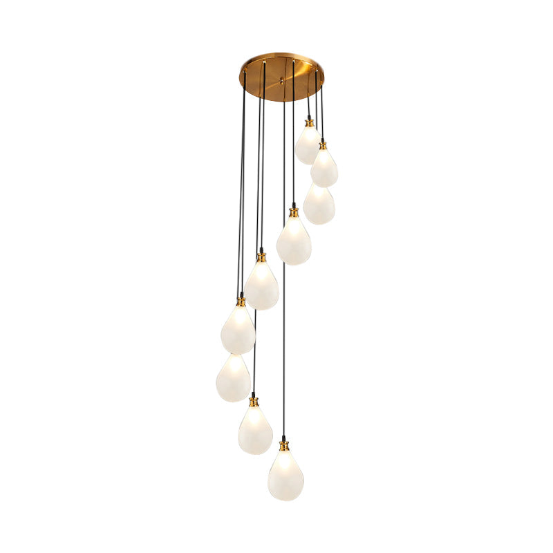 Modern White/Pink Glass LED Balloon Cluster Pendant Ceiling Lamp - 9 Lights with Spiral Design