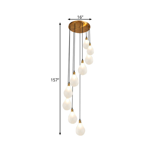 Modern White/Pink Glass LED Balloon Cluster Pendant Ceiling Lamp - 9 Lights with Spiral Design