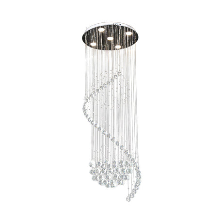 Contemporary Clear Crystal Spiral Led Pendant Light With 5 Multi-Lights - Ideal For Living Room