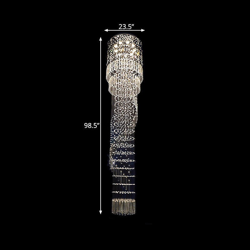 Modern Crystal Cascading Pendant Light With 9 Led Heads - Gold Finish