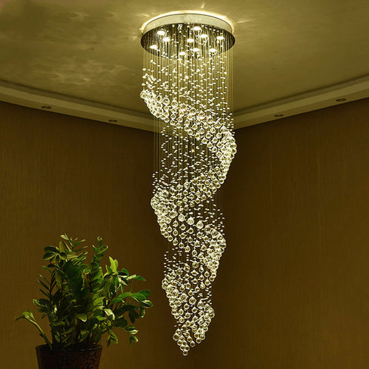 Sleek 13-Light Crystal Led Pendant Lamp For Living Room With Silver Multi-Chandelier Design