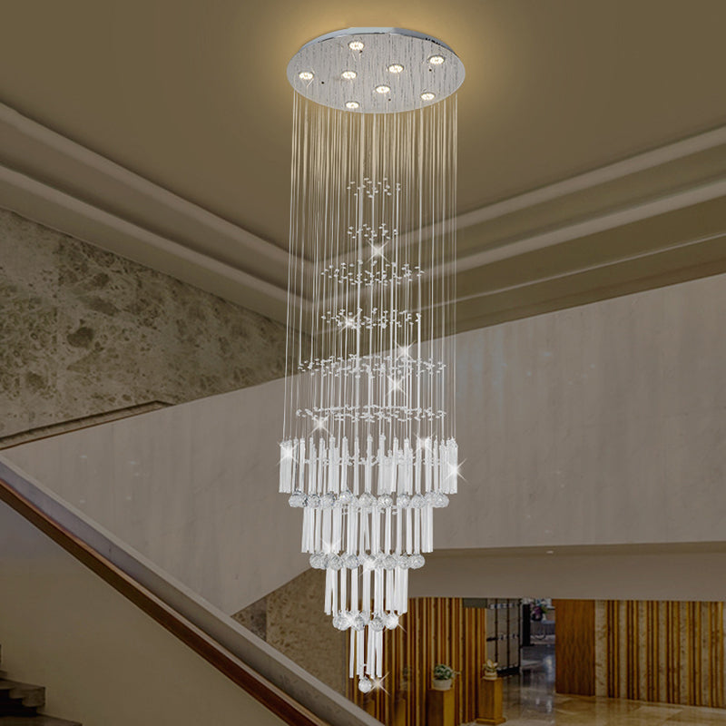 Modern Led Crystal White Cluster Pendant Light With 8-Light Orbs And Rods