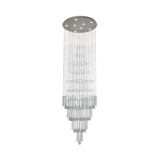 Modern Crystal White Pendant Light with LED Cluster Orbs and Rods - 8-Light Hanging Ceiling Lamp