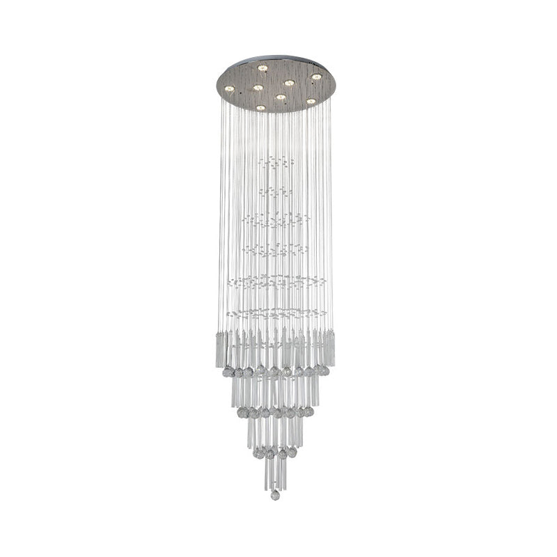 Modern Led Crystal White Cluster Pendant Light With 8-Light Orbs And Rods