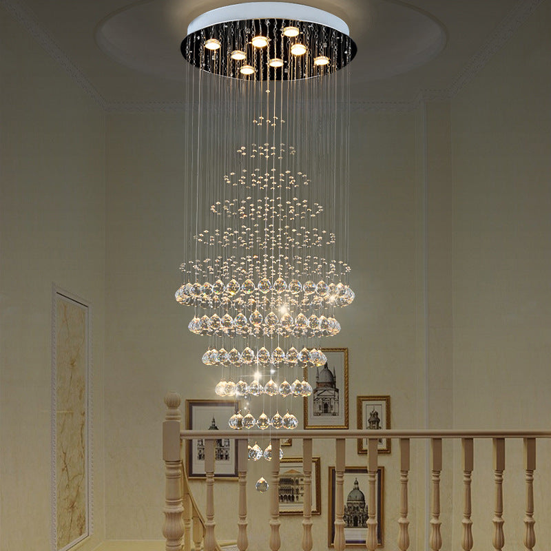 Modern Crystal Layered Led Ceiling Chandelier - Silver 8-Bulb Multi Light For Living Room