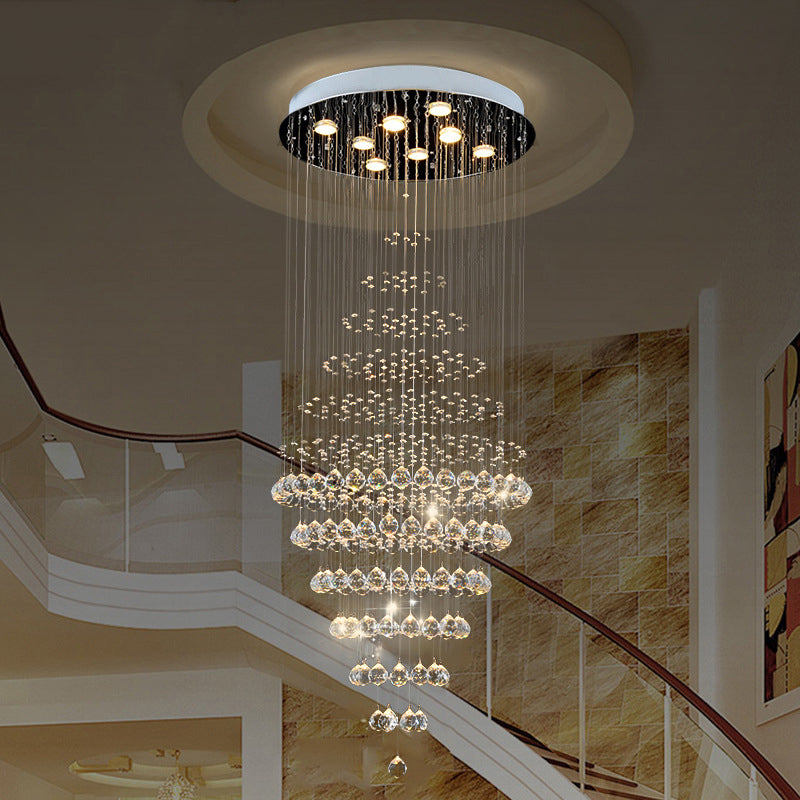 Modern Crystal Layered Led Ceiling Chandelier - Silver 8-Bulb Multi Light For Living Room