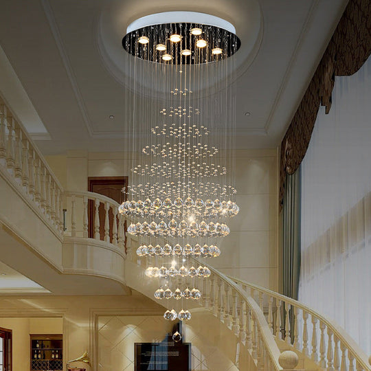 Modern Crystal Layered 8-Bulb LED Ceiling Light for Living Room