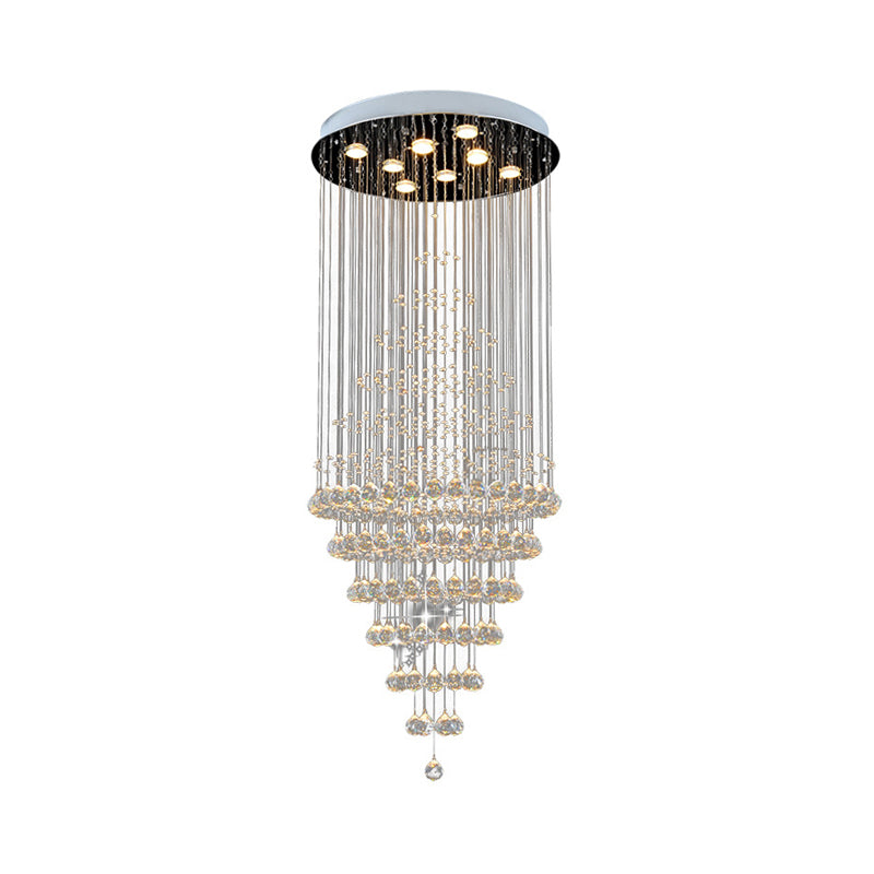 Modern Crystal Layered 8-Bulb LED Ceiling Light for Living Room