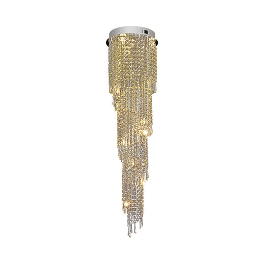 Silver Raindrop Pendant Light - Contemporary 12-Head Crystal Led Ceiling Lamp