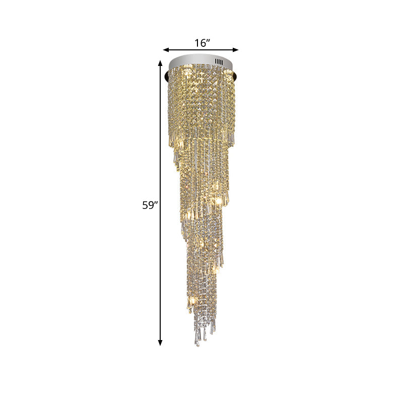 Modern Raindrop Crystal Pendant Light - 12-Head LED Multi Ceiling Lamp, Silver