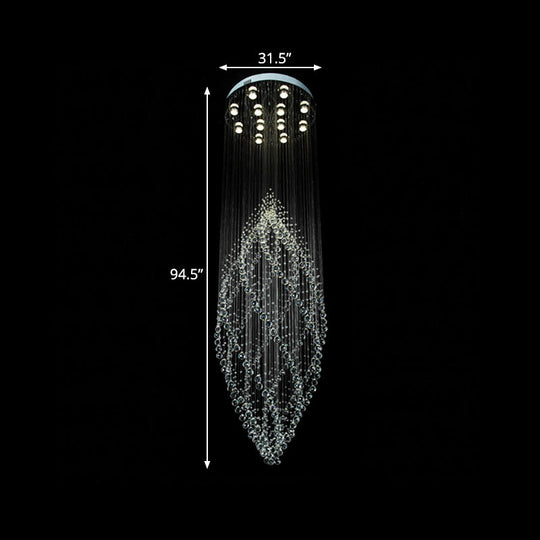Modern Crystal Ceiling Light with 12 LED Bulbs and Multi-Pendant Design