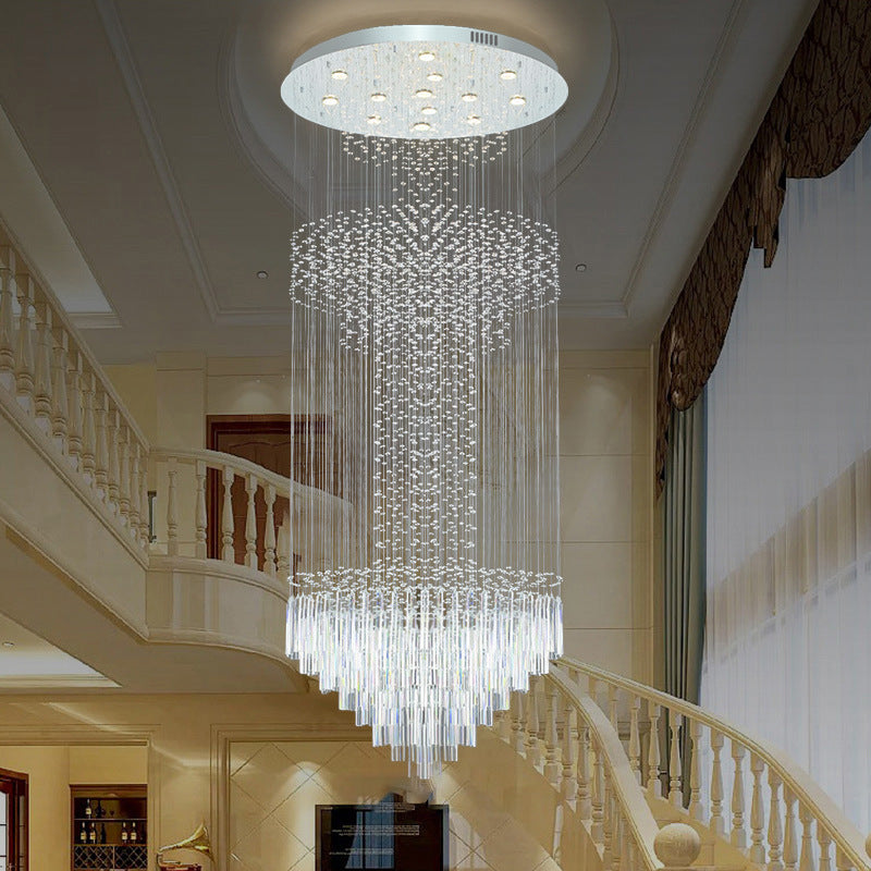Contemporary Silver Crystal Led Cluster Pendant Light - 13-Head Orbs And Rods Hanging Design