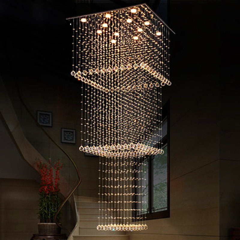 Modern Crystal Multi Pendant Light with 13 LED Heads and Silver Finish