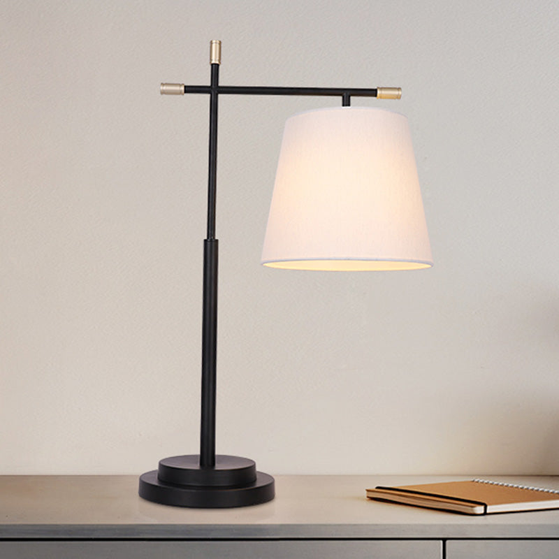 Modern Black Nightstand Lamp: 1-Head Bedroom Table Light With Fabric Shade