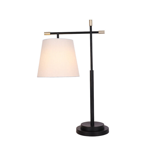 Modern Black Nightstand Lamp: 1-Head Bedroom Table Light With Fabric Shade