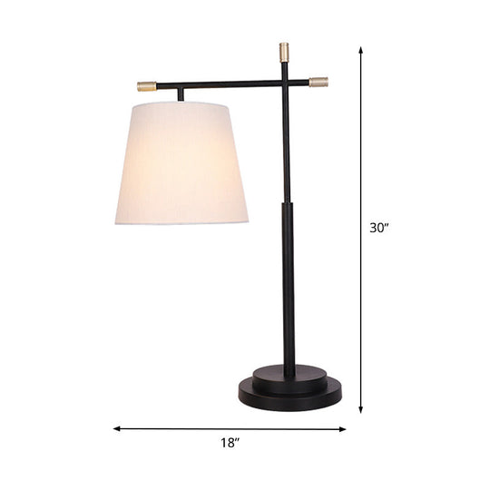 Modern Black Nightstand Lamp: 1-Head Bedroom Table Light With Fabric Shade