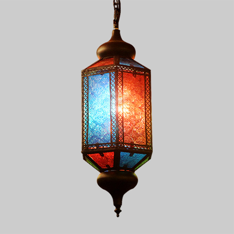 Copper Art Deco Lantern Suspension Light For Restaurants With 1 Bulb