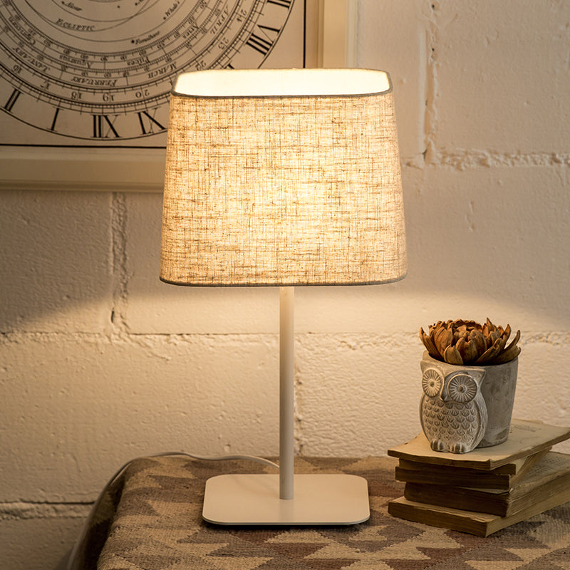 Modern White Night Table Lamp With Pagoda Fabric Shade - Perfect For Living Room Desks