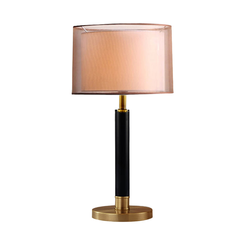 Modernist Gold Desk Lamp With Fabric Shade - Compact 1-Bulb Task Lighting For Living Room