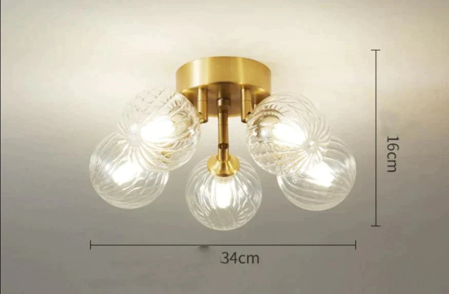 Nordic Copper Creative Modern Bedroom Ceiling Lamp 5 Heads / White Light