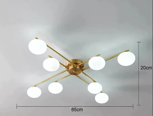 Nordic Wind Pentagon Living Room Bedroom Lamp Copper Ceiling 8 Milky White / Without Light Bulbs