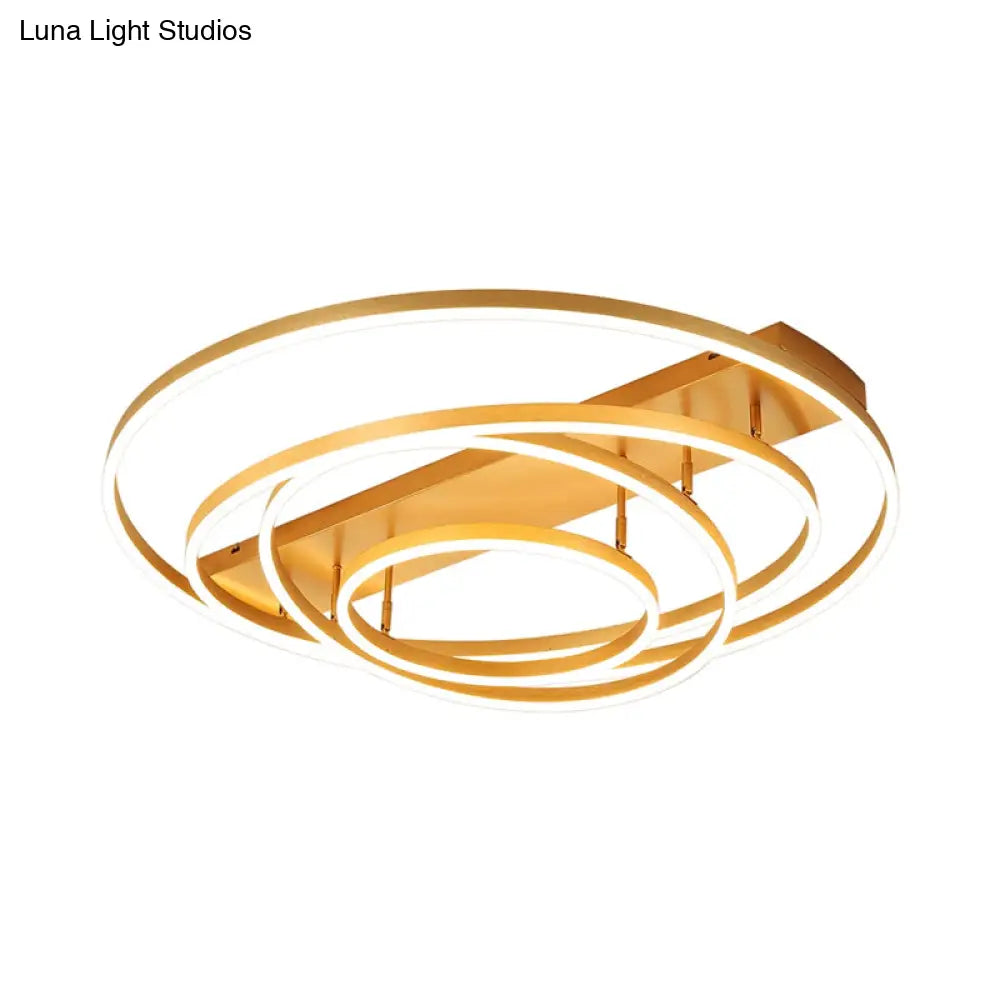 4/5-Tier Tapered Rotating Ceiling Lamp - Modern Metallic Gold Hoop Led Semi Flush Mount In