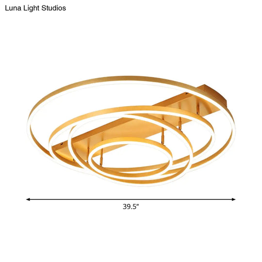 4/5-Tier Tapered Rotating Ceiling Lamp - Modern Metallic Gold Hoop Led Semi Flush Mount In