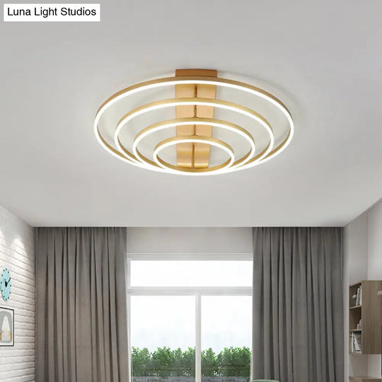 4/5-Tier Tapered Rotating Ceiling Lamp - Modern Metallic Gold Hoop Led Semi Flush Mount In