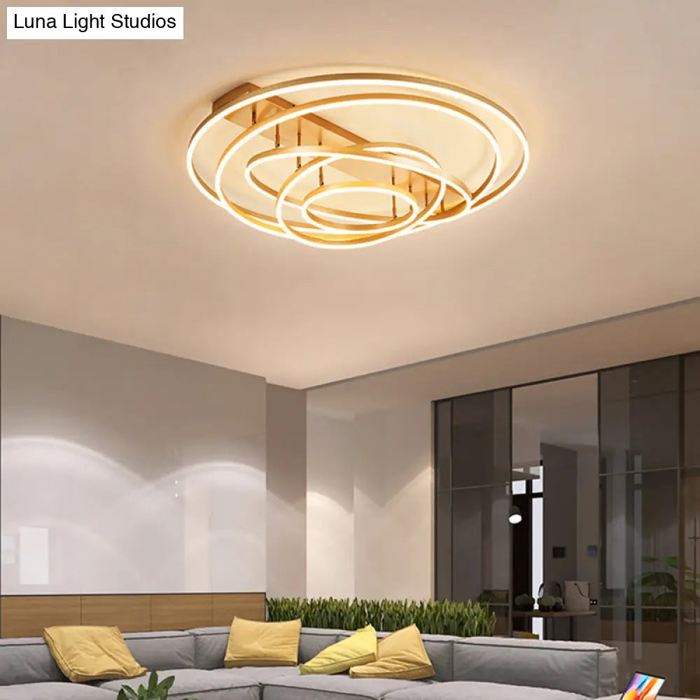 4/5-Tier Tapered Rotating Ceiling Lamp - Modern Metallic Gold Hoop Led Semi Flush Mount In