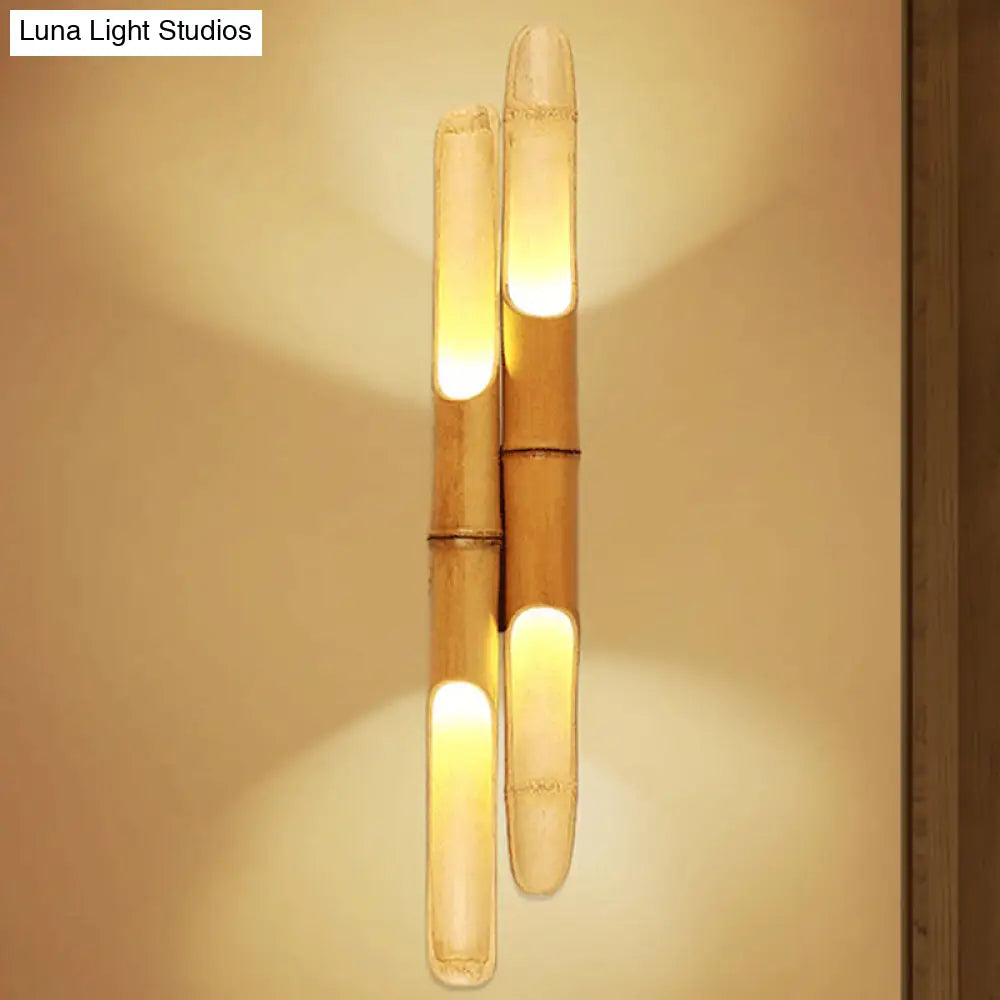 4-Bulb Bedroom Wall Sconce In Asia Beige With Cylinder Resin Shade