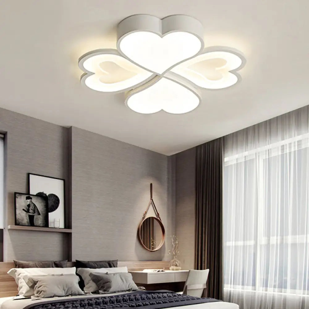 4 - Heart Ceiling Light: Romantic Led Mount For Hallway - White Acrylic & Metal / 16.5’ Warm