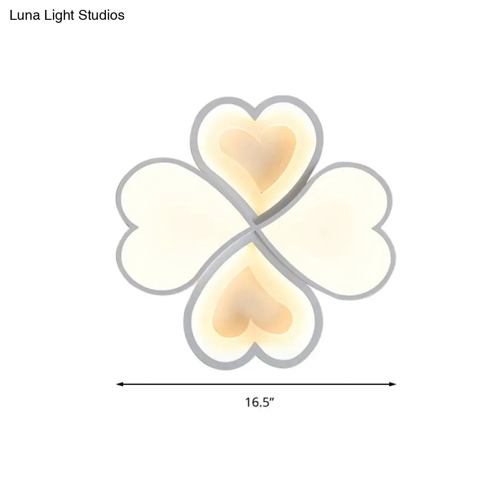 4 - Heart Ceiling Light: Romantic Led Mount For Hallway - White Acrylic & Metal