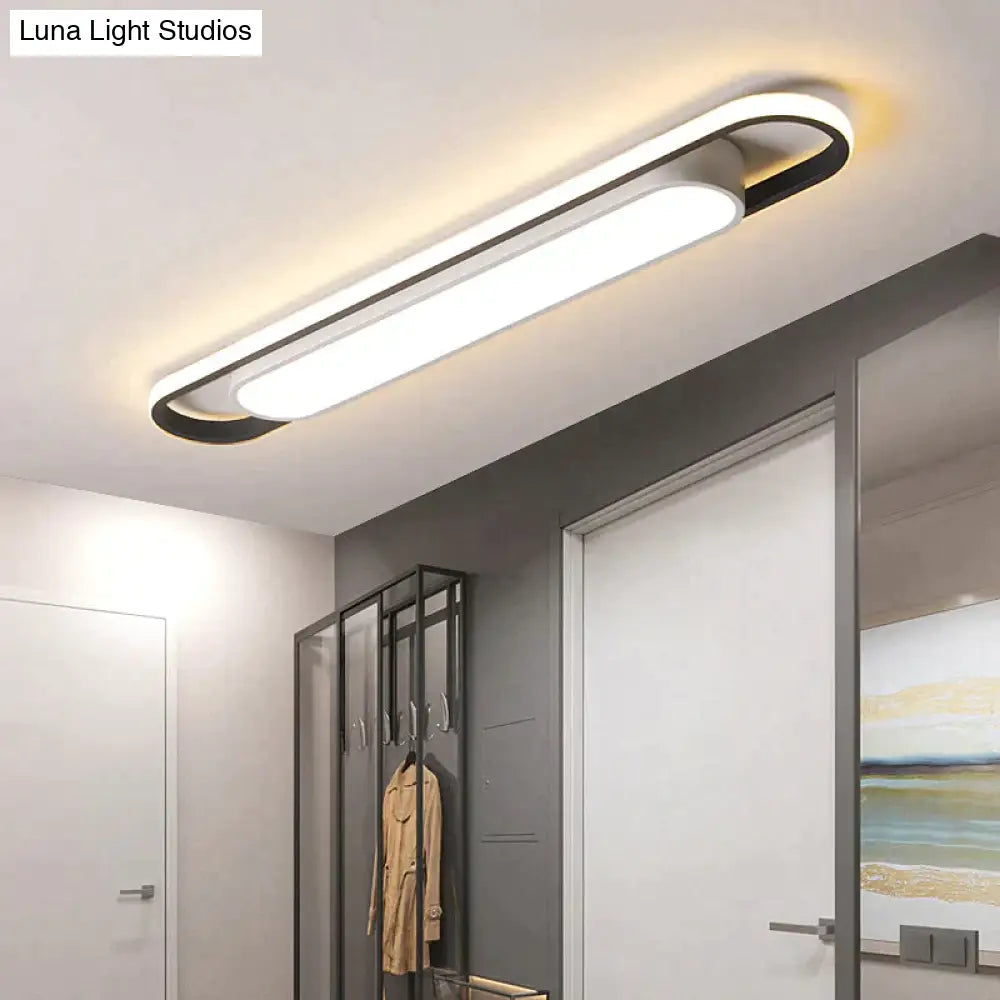 400/600/800Mm Modern Led Ceiling Lights For Bedroom Carridor Foyer Black + White Painted Lamp