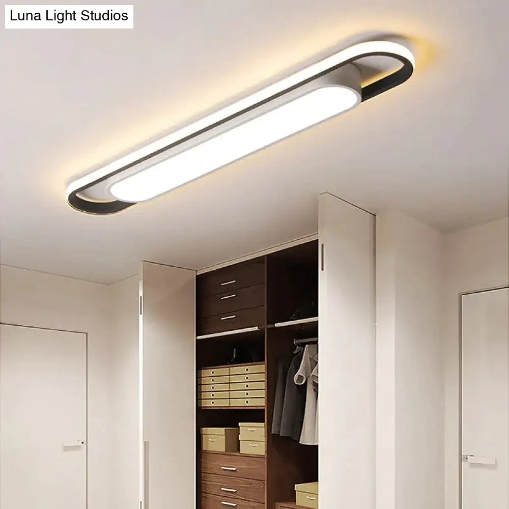 400/600/800Mm Modern Led Ceiling Lights For Bedroom Carridor Foyer Black + White Painted Lamp