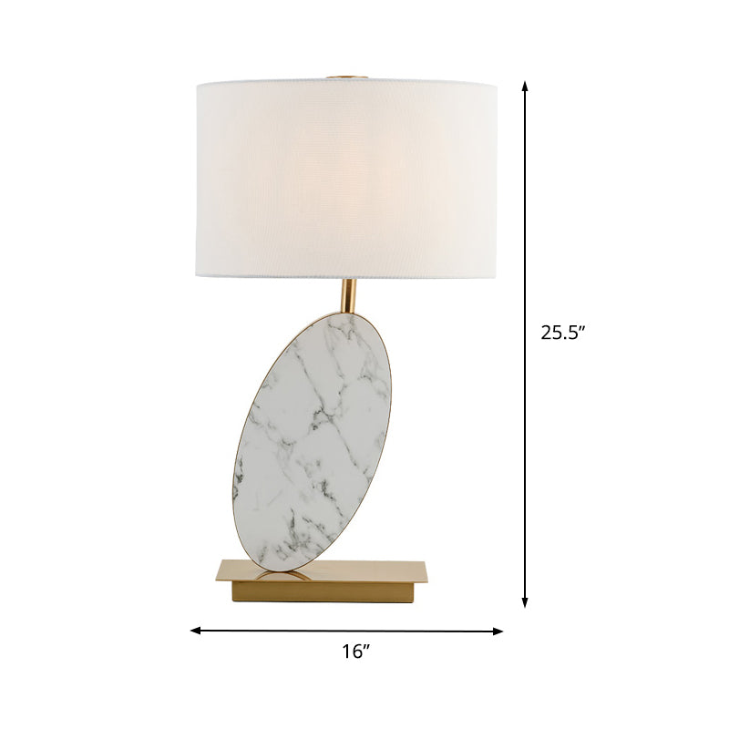 Modern White Fabric Table Lamp With Brass Rectangle Metal Base - Shaded Task Lighting