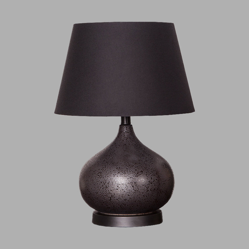 Black Fabric Tapered Drum Task Table Lamp - Modern Design 1 Bulb For Night Lighting