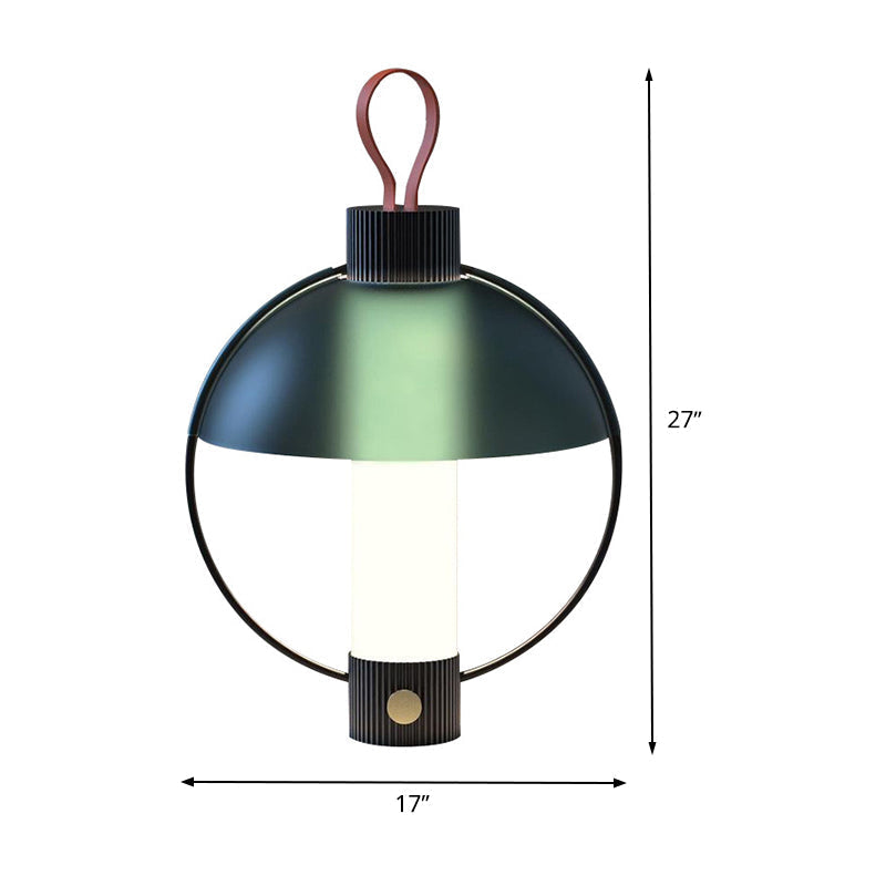 Green Metal Desk Lamp With Glass Shade - Modern Design & Domed Shape